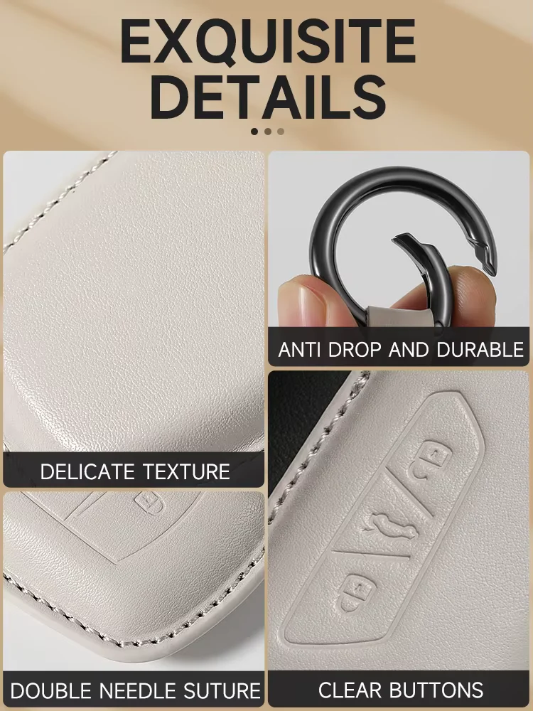Leather Key Case Cover for Jaecoo J7 – 4-Button Smart Key Protection - Image 4